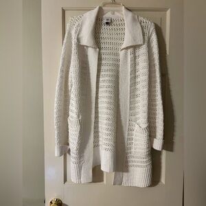 Cabi Elegant White Open-Knit Women's Sweater - summer sweater